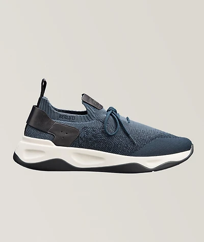 Shadow Scritto Knit & Lagoon Calf Sneakers