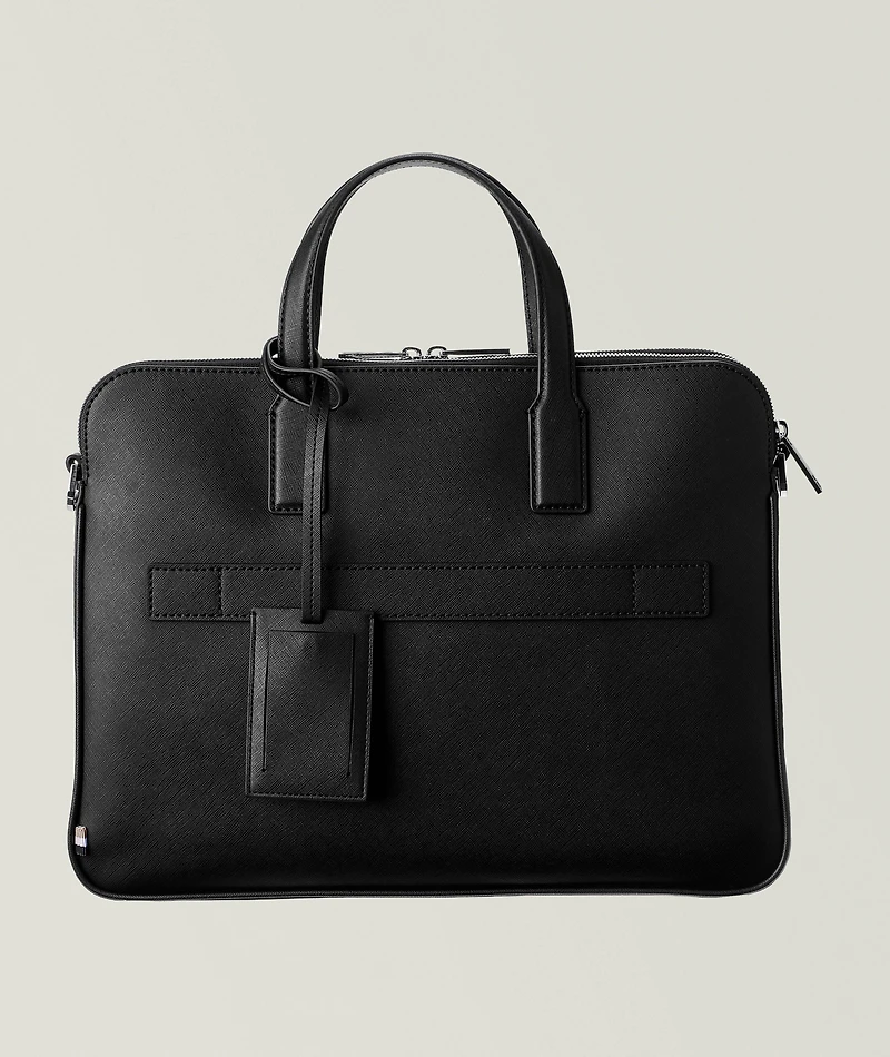 Zair Saffiano Leather Double Doc Briefcase
