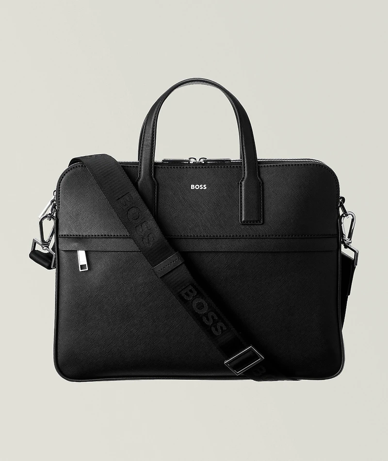 Zair Saffiano Leather Double Doc Briefcase