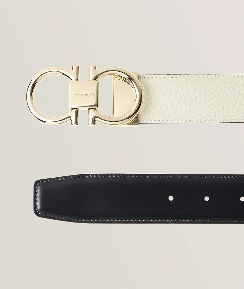 Reversible Leather Gancio Belt