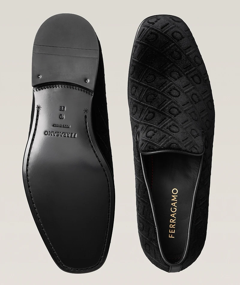 Velvet Gancio Monogram Loafers