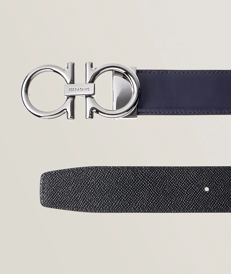 Reversible Leather Gancio Belt 