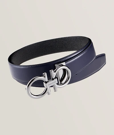 Reversible Leather Gancio Belt 