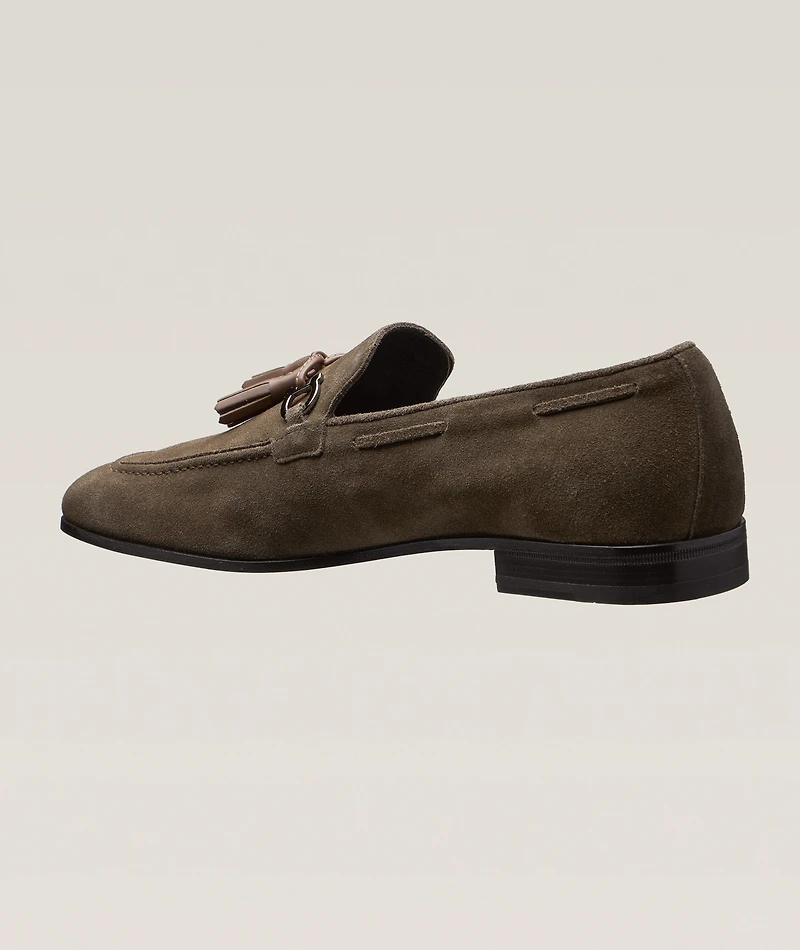 Basilea Gancio Suede-Leather Tassel Loafers