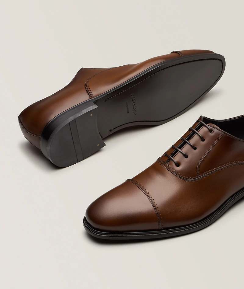 Boston Burnished Leather Cap-Toe Oxfords