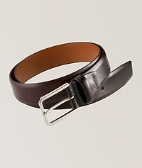 Square Buckle Burnished Leather Belt