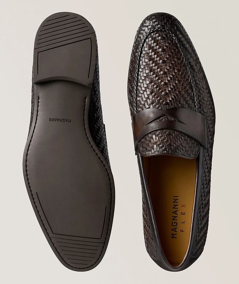 Venetian Woven Leather Penny Loafers