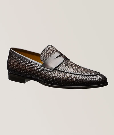 Venetian Woven Leather Penny Loafers