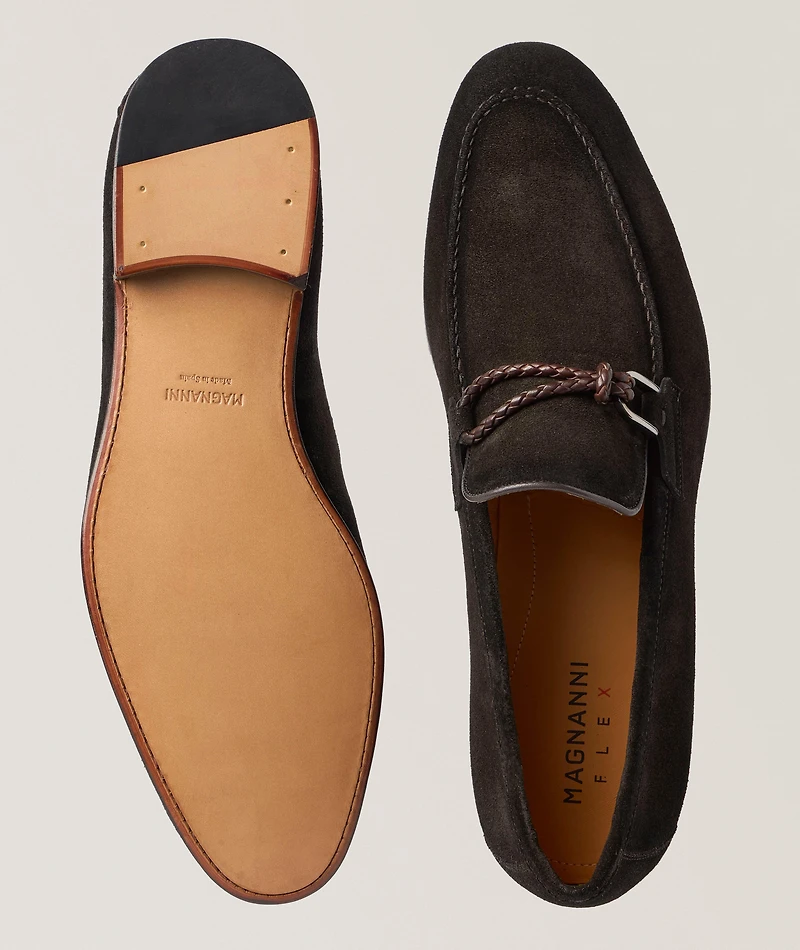Silvano Woven Asymmetric Loop Suede Loafers