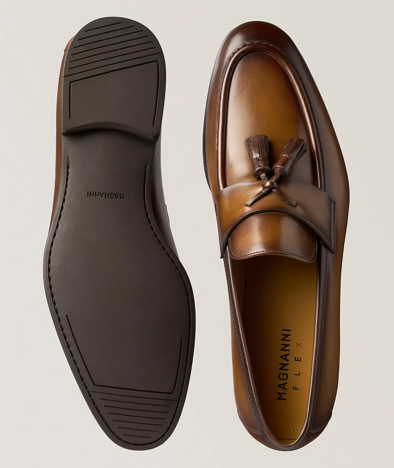 Darien Tassel Burnished Leather Loafers