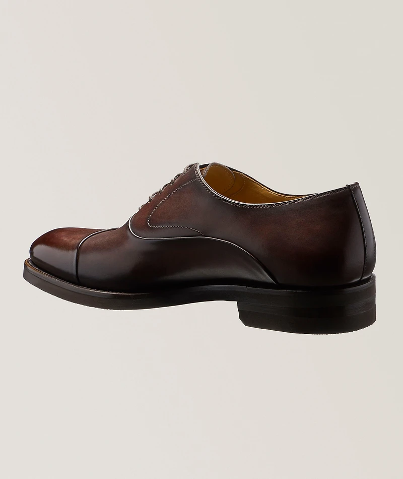 Omegga Burnished Leather Cap-Toe Oxfords