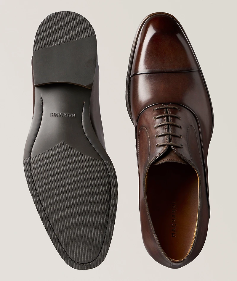 Omegga Burnished Leather Cap-Toe Oxfords