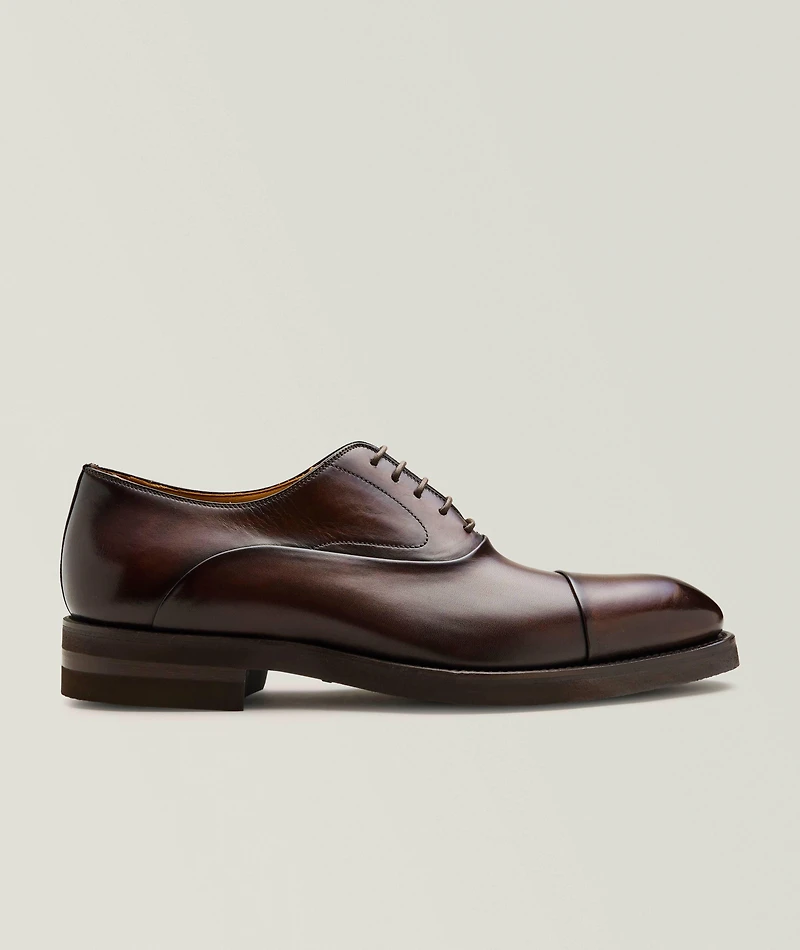 Omegga Burnished Leather Cap-Toe Oxfords