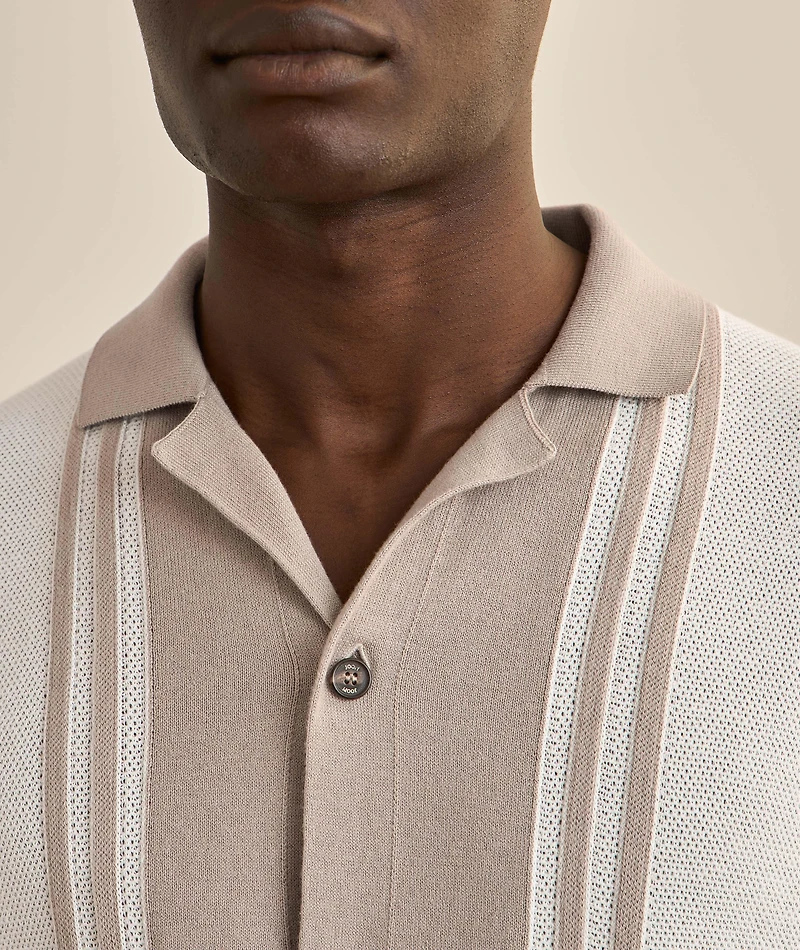 Striped Button-Down Knit Shirt