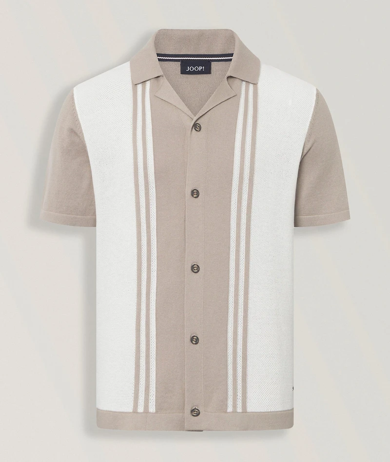 Striped Button-Down Knit Shirt
