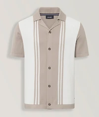 Striped Button-Down Knit Shirt