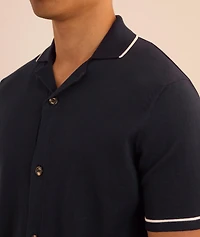 Contrast-Trim Cotton Knit Shirt