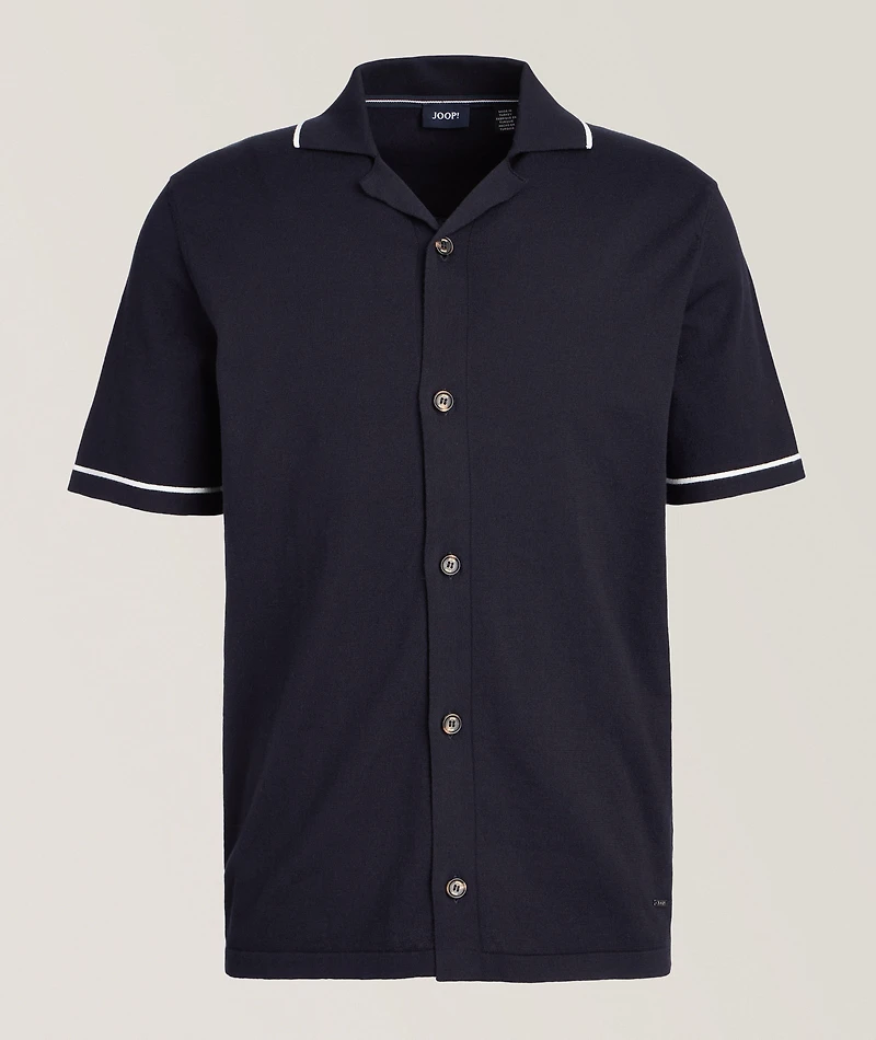 Contrast-Trim Cotton Knit Shirt