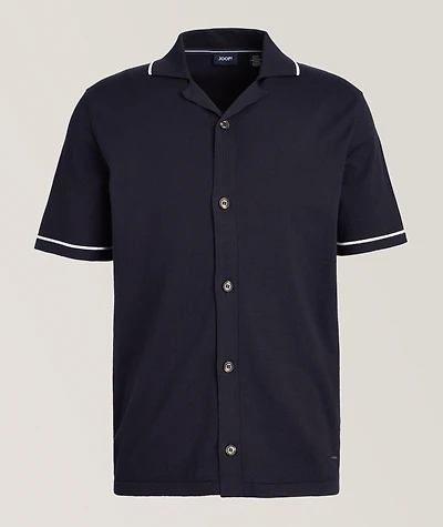 Contrast-Trim Cotton Knit Shirt