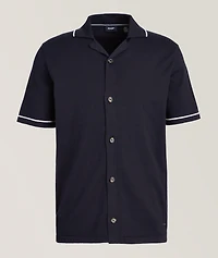 Contrast-Trim Cotton Knit Shirt