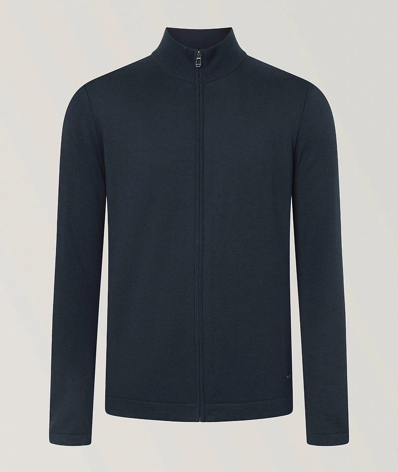 Cotton-Blend Full-Zip Sweater