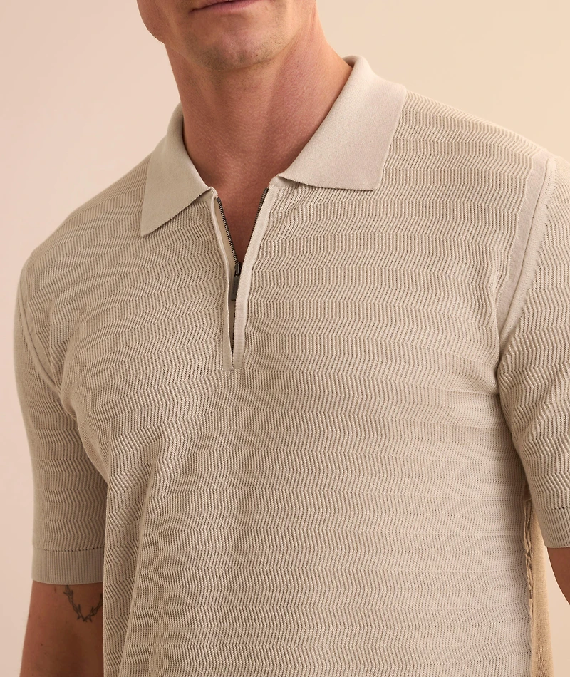 Micro-Stitch Quarter-Zip Polo