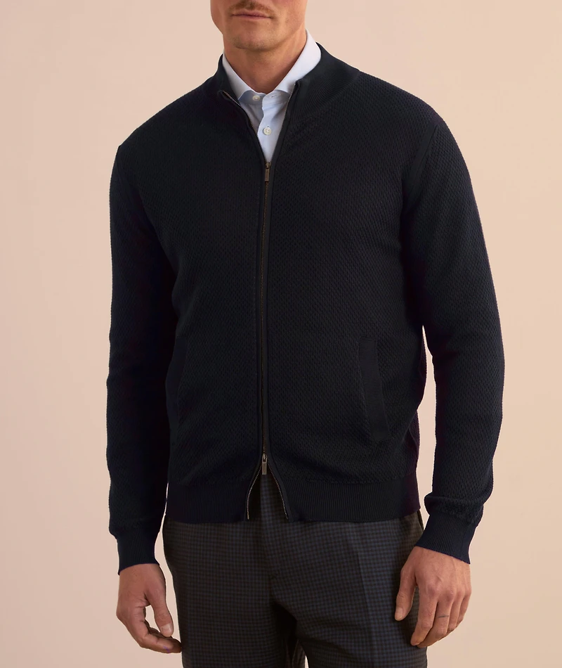 Micro-Knit Full-Zip Sweater