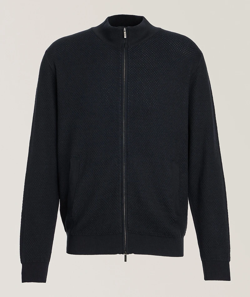 Micro-Knit Full-Zip Sweater