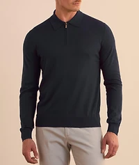 Virgin Wool Quarter-Zip Polo