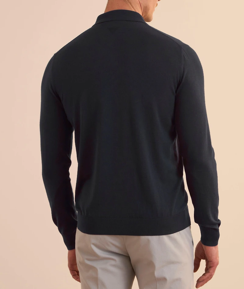 Virgin Wool Quarter-Zip Polo
