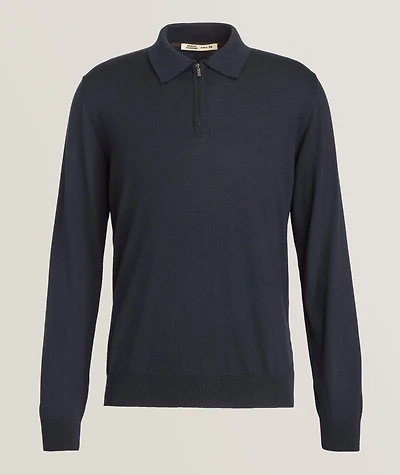 Virgin Wool Quarter-Zip Polo