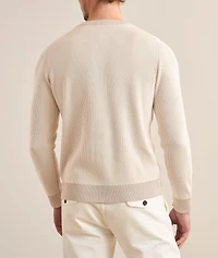 Ribbed Contrast Banded Cotton-Silk Sweater