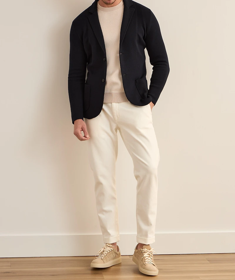 Ribbed Contrast Banded Cotton-Silk Sweater