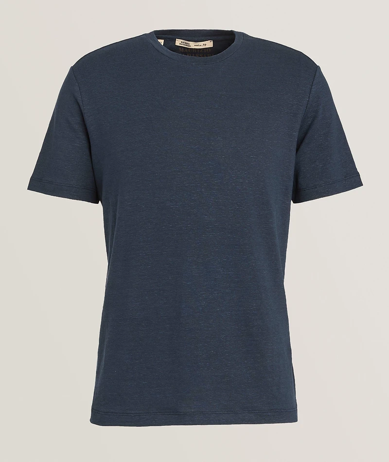 Stretch-Linen Crewneck T-Shirt