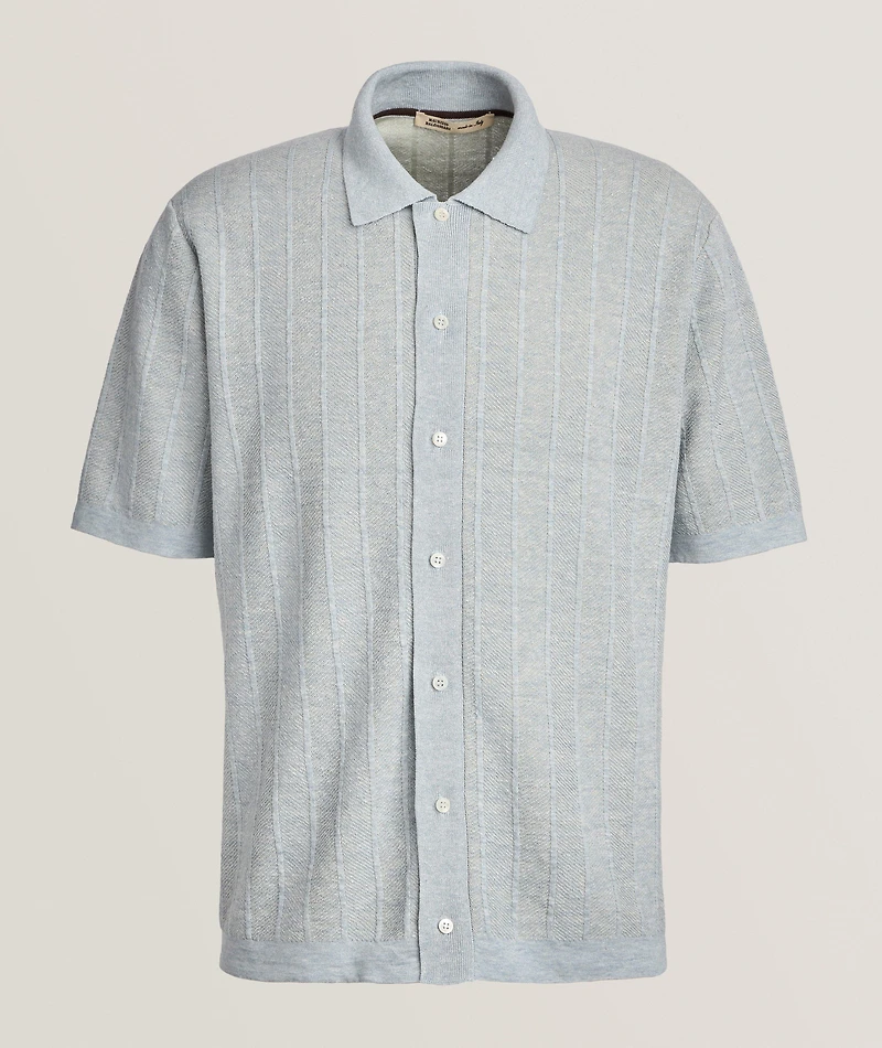 Linen-Cotton Full-Button Polo