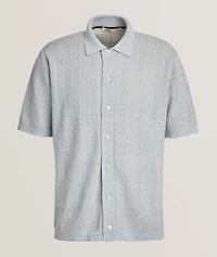Linen-Cotton Full-Button Polo