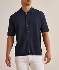 Linen-Cotton Full-Button Polo