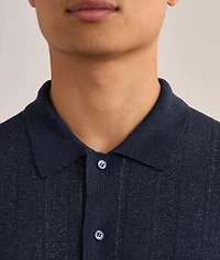 Linen-Cotton Full-Button Polo