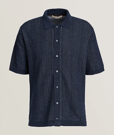 Linen-Cotton Full-Button Polo