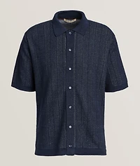 Linen-Cotton Full-Button Polo