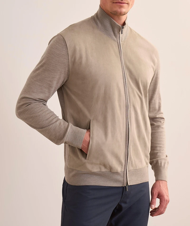 Virgin Wool & Suede Hybrid Sweater