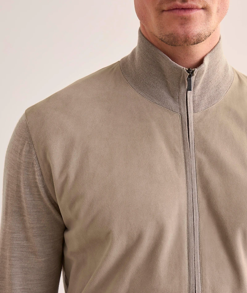 Virgin Wool & Suede Hybrid Sweater