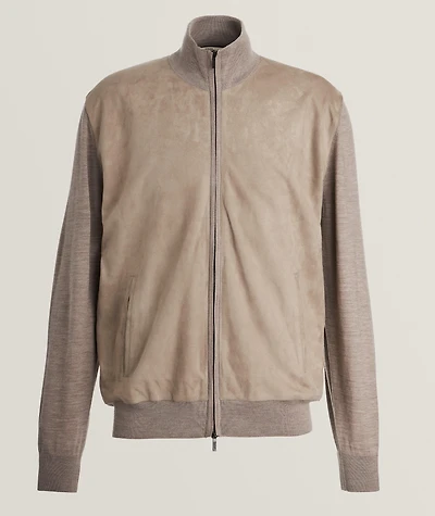 Virgin Wool & Suede Hybrid Sweater