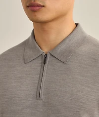 Virgin Wool Quarter-Zip Polo