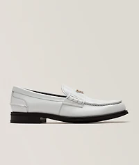 Brushed Leather Triangle Logo Loafers