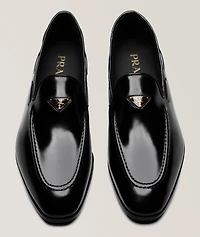 Logo Spazzolato Leather Loafers