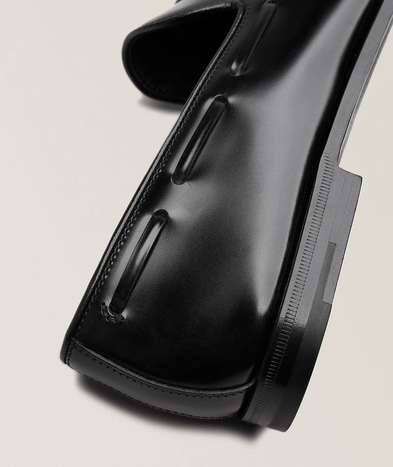 Logo Spazzolato Leather Loafers