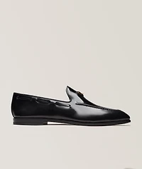 Logo Spazzolato Leather Loafers