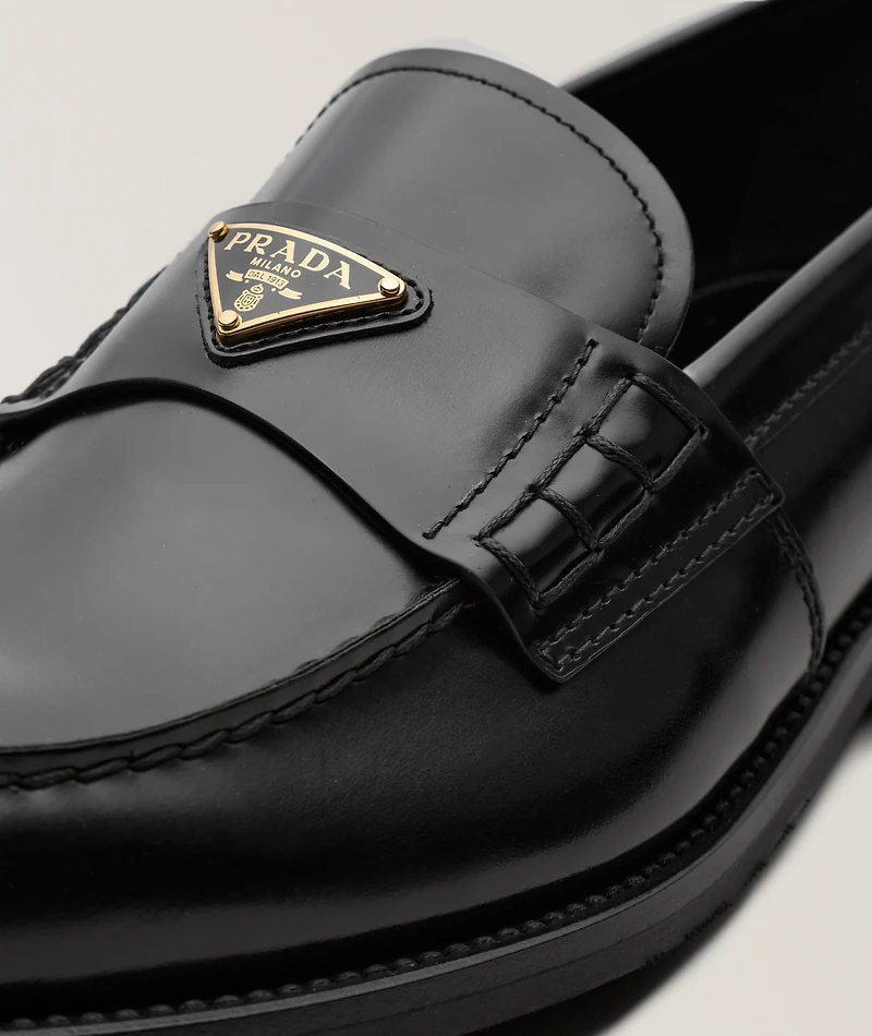 Spazzolato Leather Banded Loafers