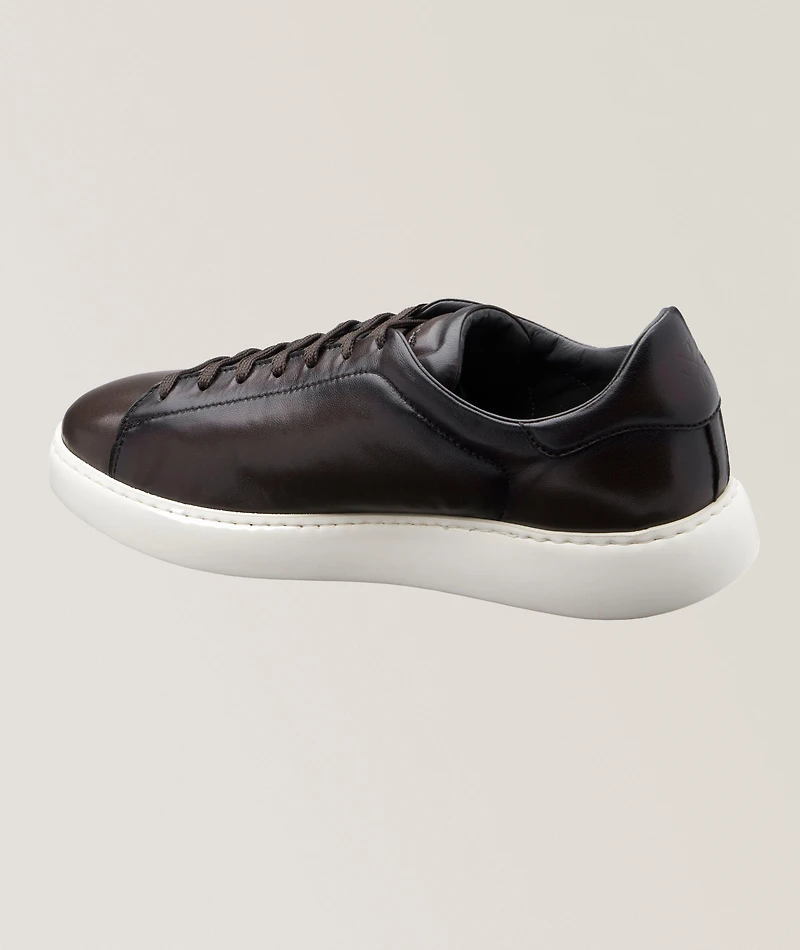 Buddy Burnished Leather Wedge Sneakers